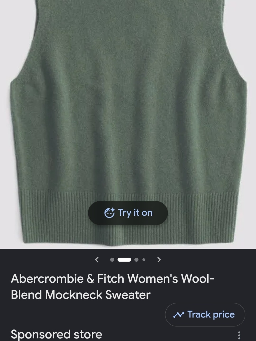 Abercrombie & Fitch Women's Mockneck Sweater Vest - Olive Green